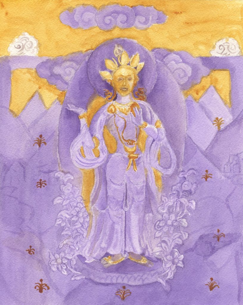 Watercolor of a spirit that protects Bhagan