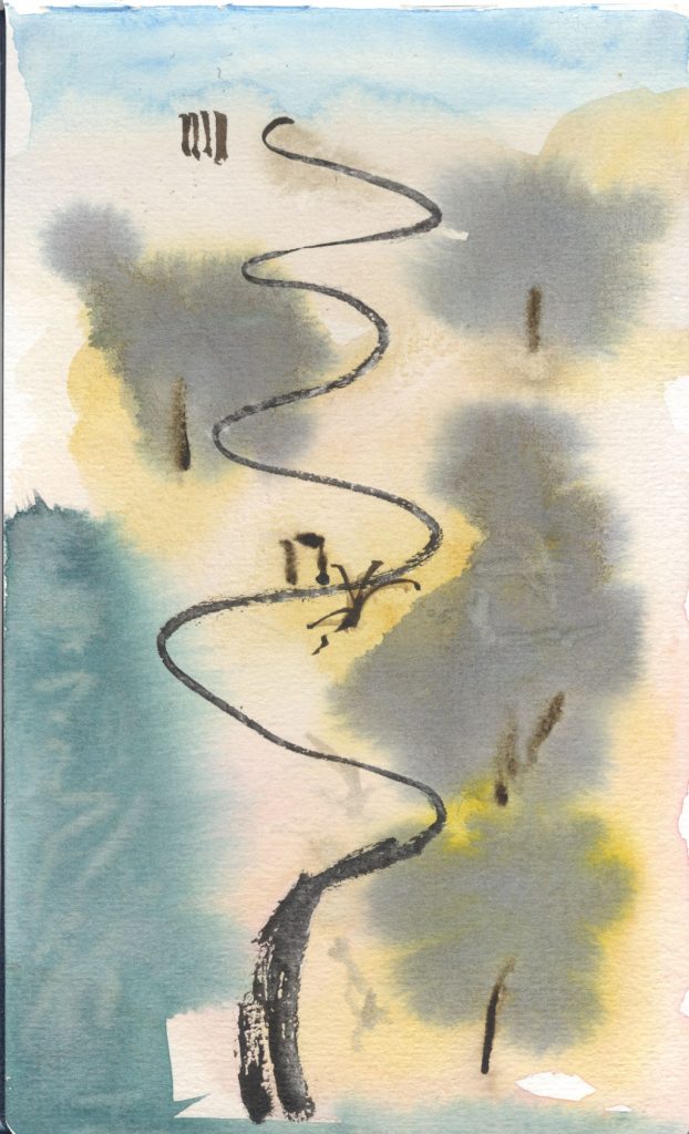 The same road as in "I" but reimagined as one of Lovett's very spare abstract paintings