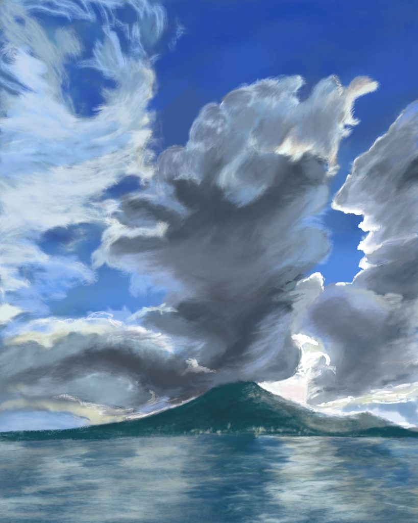 iPad painting of the famous cloud that hangs over Nevis